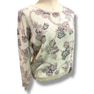 Medium Rachel Max Womens Silk Angora Blend Floral Sweater